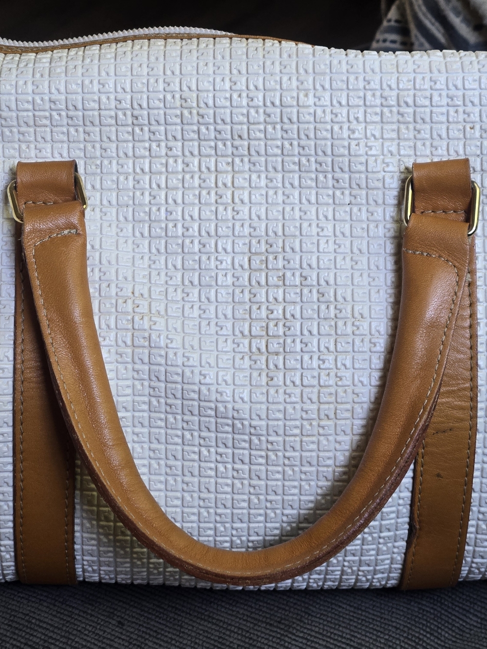 Ted Lapidus Paris Two-Tone White & Tan Tote - Picture 8 of 10